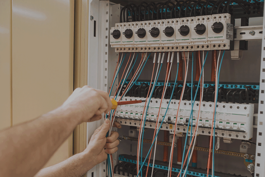 Lighting and power distribution switchboard, custom built by Clive Wilson Switchboards