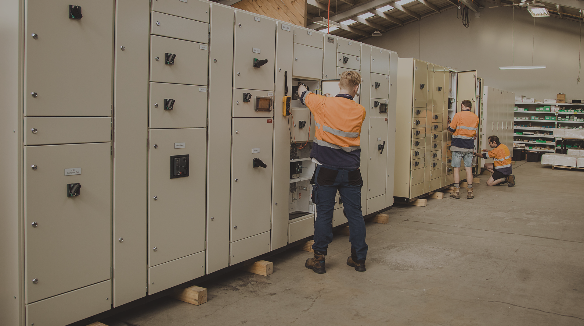 Man testing an electrical switchboard