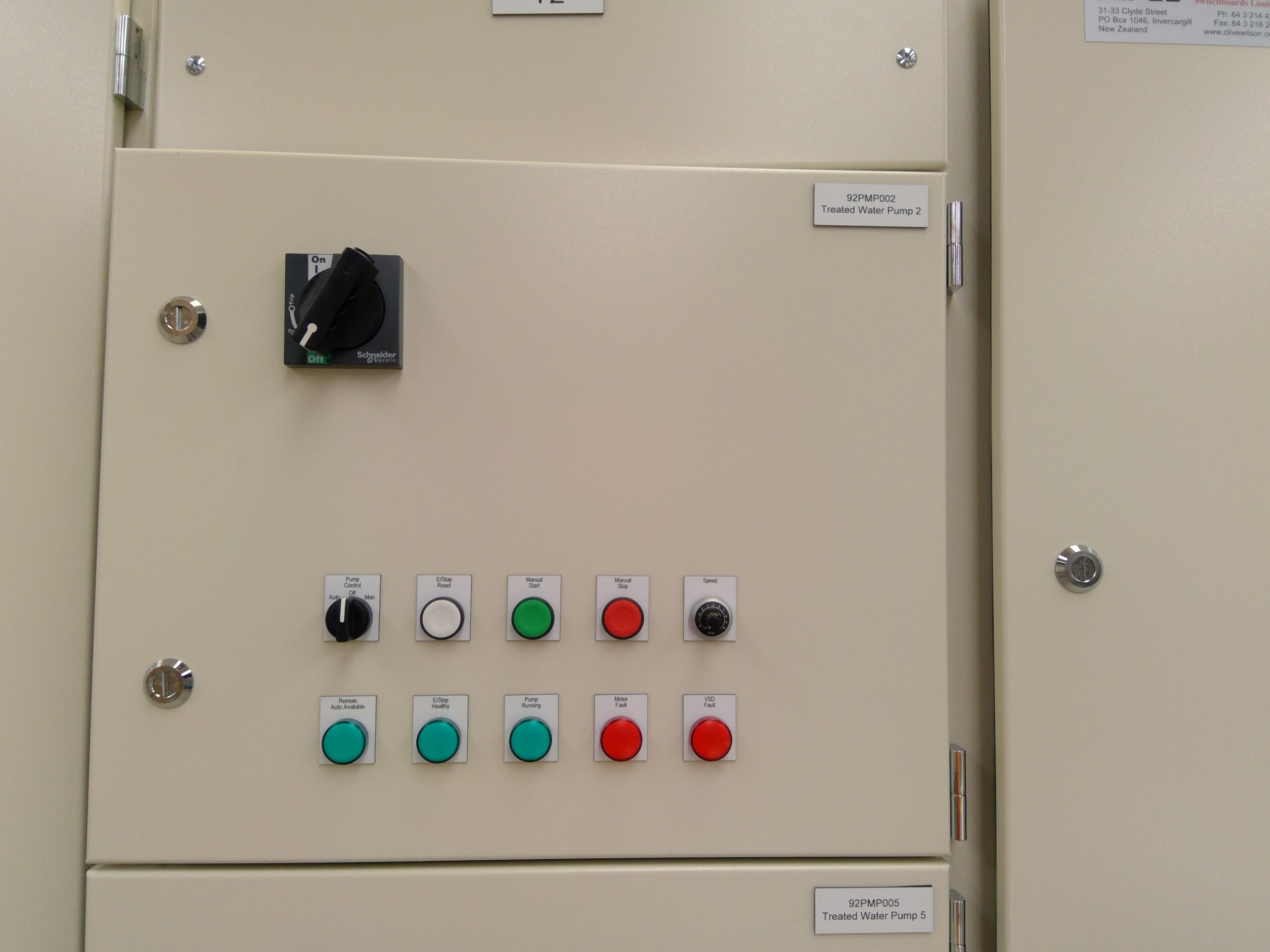 Frimley and Eastbourne water treatment switchboards
