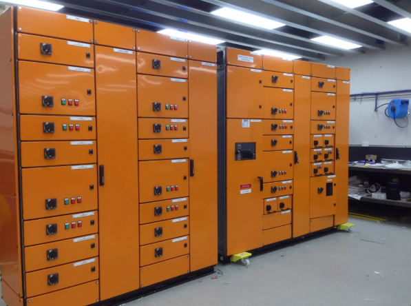 Orange CWS Logstrup switchboard on the factory floor in Invercargill, ready for FAT