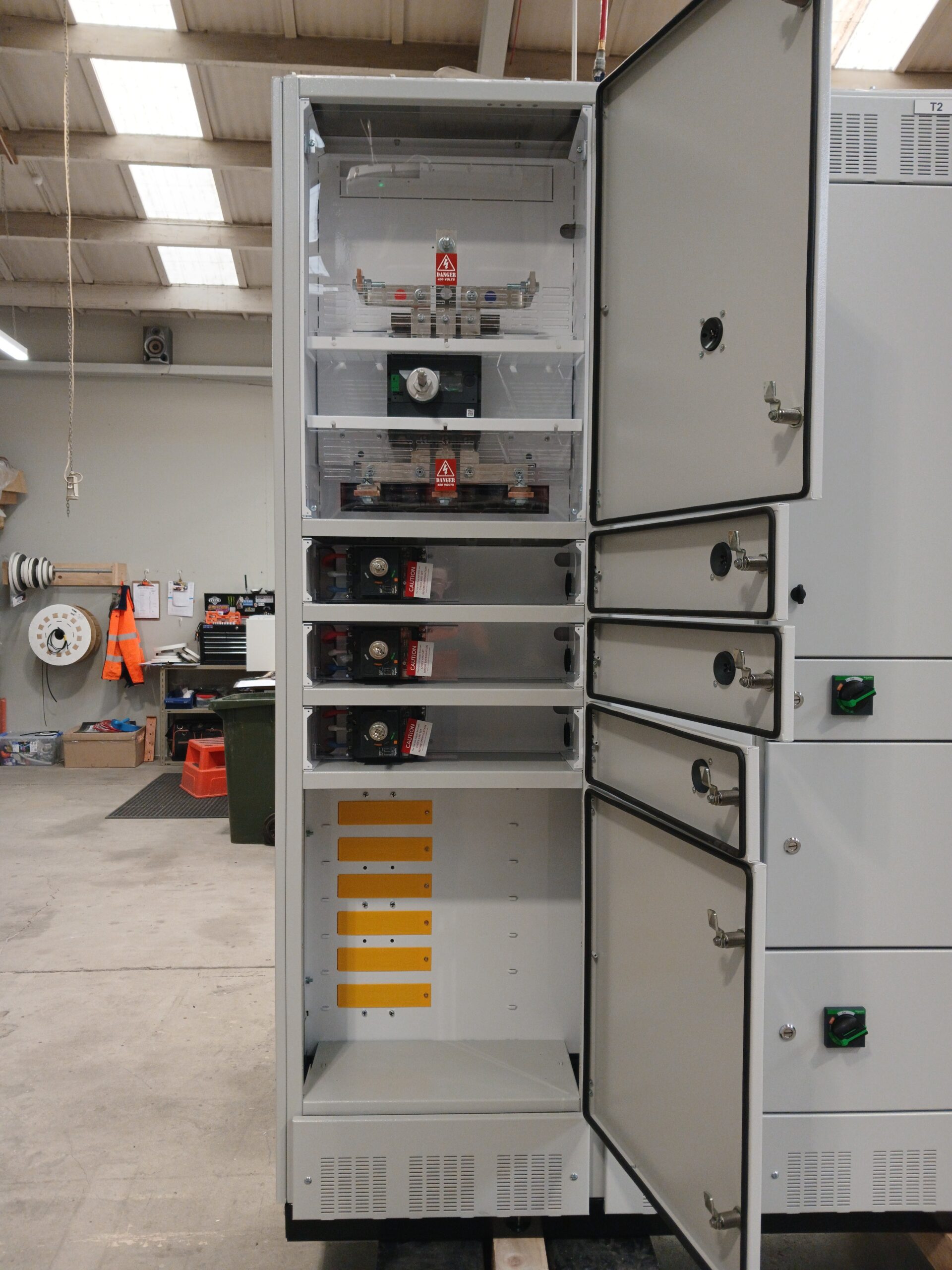 Incoming isolation and outgoing feeder equipment in the first MCC section