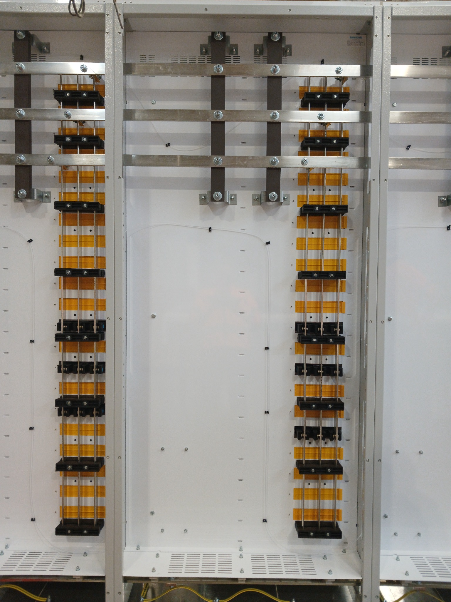 Busbars and supports during construction of the cold-storage main switchboard